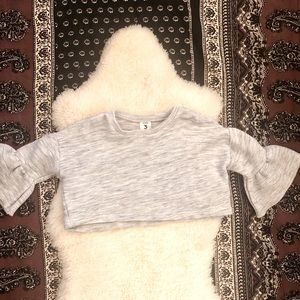 Stem Girls Cropped Pullover Sweatshirt, Ruffle Midi Sleeves